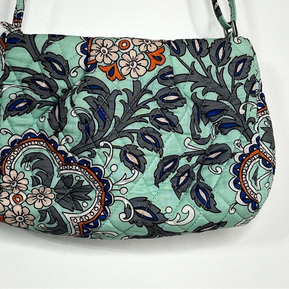 Vera Bradley Hipster Crossbody Purse Shoulder Bag Tote Fan Flowers Mint Green - Picture 3 of 8